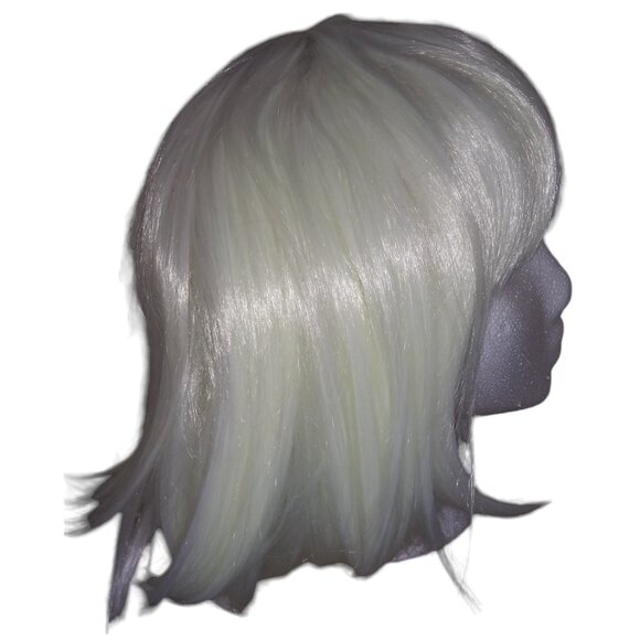 White Short Bob Wig with Bangs Synthetic Hair Cosplay - Picture 4 of 9